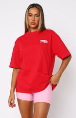 Everything Is Peachy Oversized Tee Red