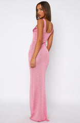 Marine Mist Sequin Knit Maxi Dress Pink