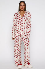 Pillow Talk Printed Long Sleeve Pyjama Set Bow Bliss