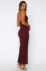Destiny Lace Maxi Dress Burgundy