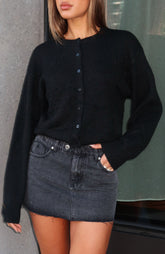 Bethany Denim Mini Skirt Black Acid