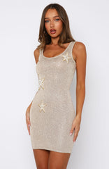 Gen Z Love Sequin Knit Mini Dress Champagne