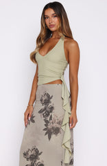 Sunset Soiree Halter Top Moss