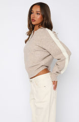 Stripe Me Down Knit Jacket Oat/White