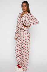 Pillow Talk Printed Long Sleeve Pyjama Set Bow Bliss