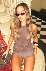 Hot Stuff Halter Knit Top Mocha