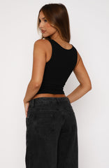 Never Knew You Diamante Tank Top Black