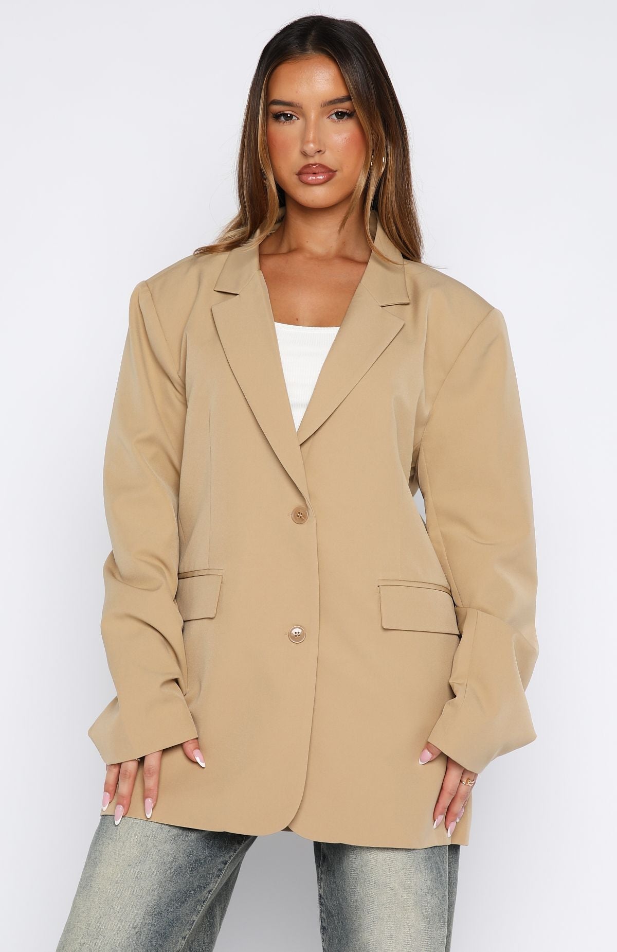 Catch Me Now Oversized Blazer Sand
