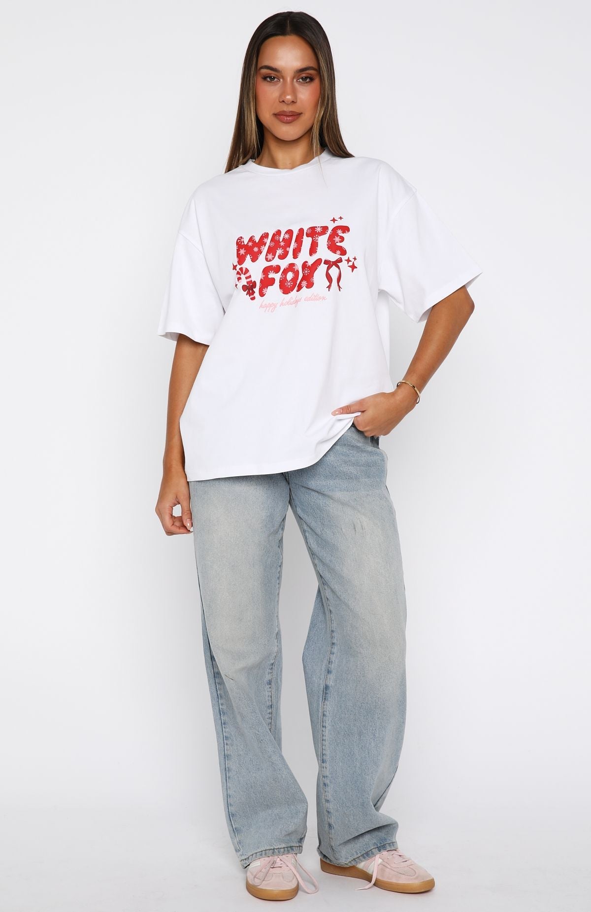 Christmas Feeling Oversized Tee White