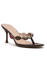 Nina Beaded Mules Chocolate