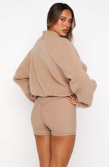 Up The Hill Teddy Zip Up Jacket Caramel