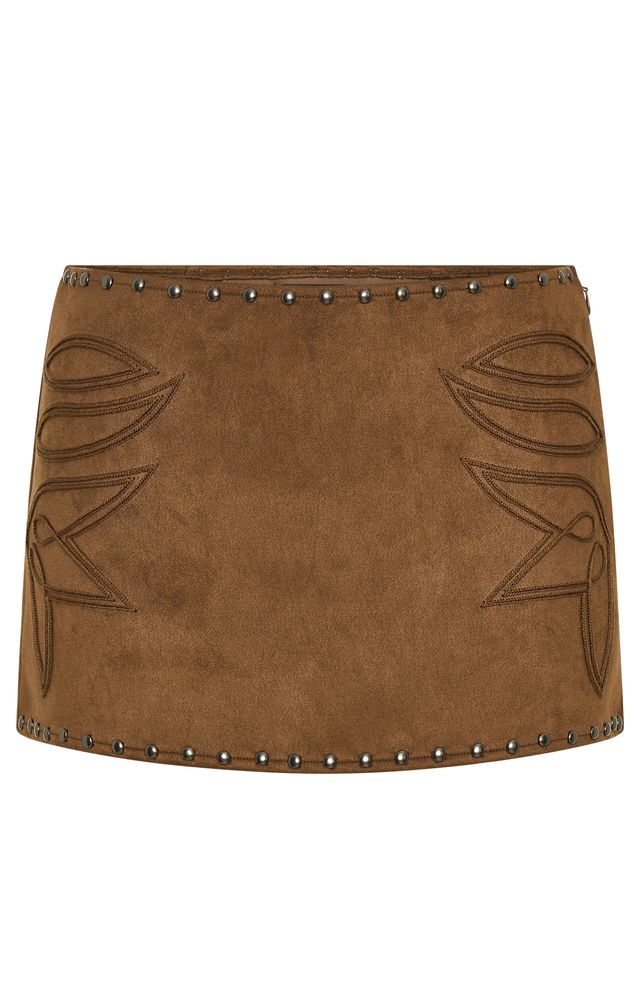 Rumours Faux Suede Mini Skirt Chocolate