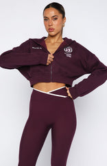 Love For The Game Cropped Zip Hoodie Plum