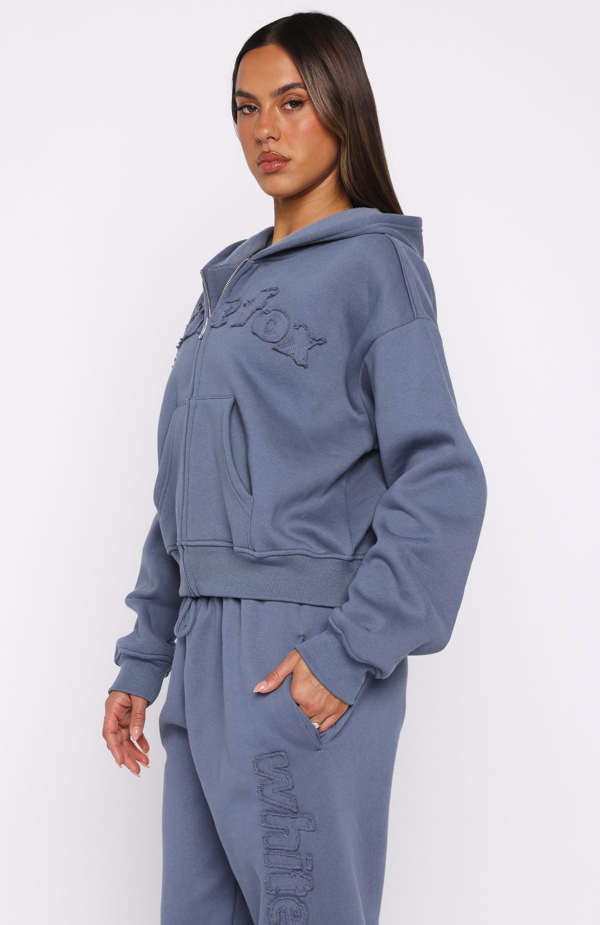 From The Archives Lexi Boxy Zip Front Hoodie Ocean