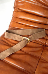 August Belt Tan Faux Suede