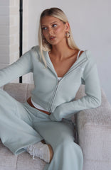 Comfy And Cute Slim Zip Front Hoodie Seafoam