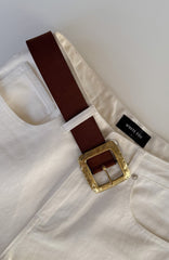 Esme Belt Chocolate Faux Suede/Gold