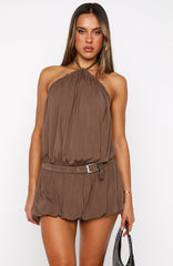 Happy Girl Halter Neck Mini Dress Mocha
