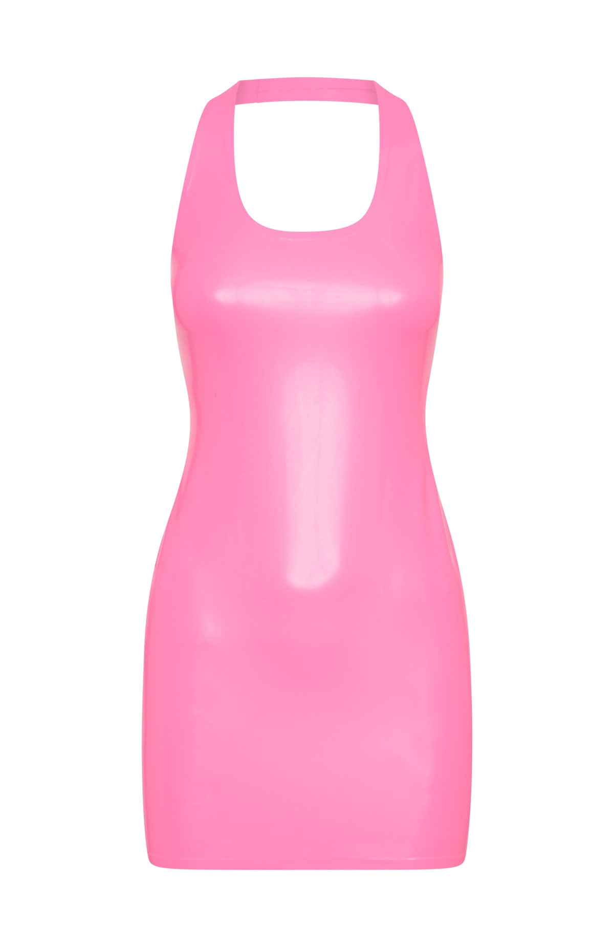 Spell Breaker Latex Mini Dress Hot Pink